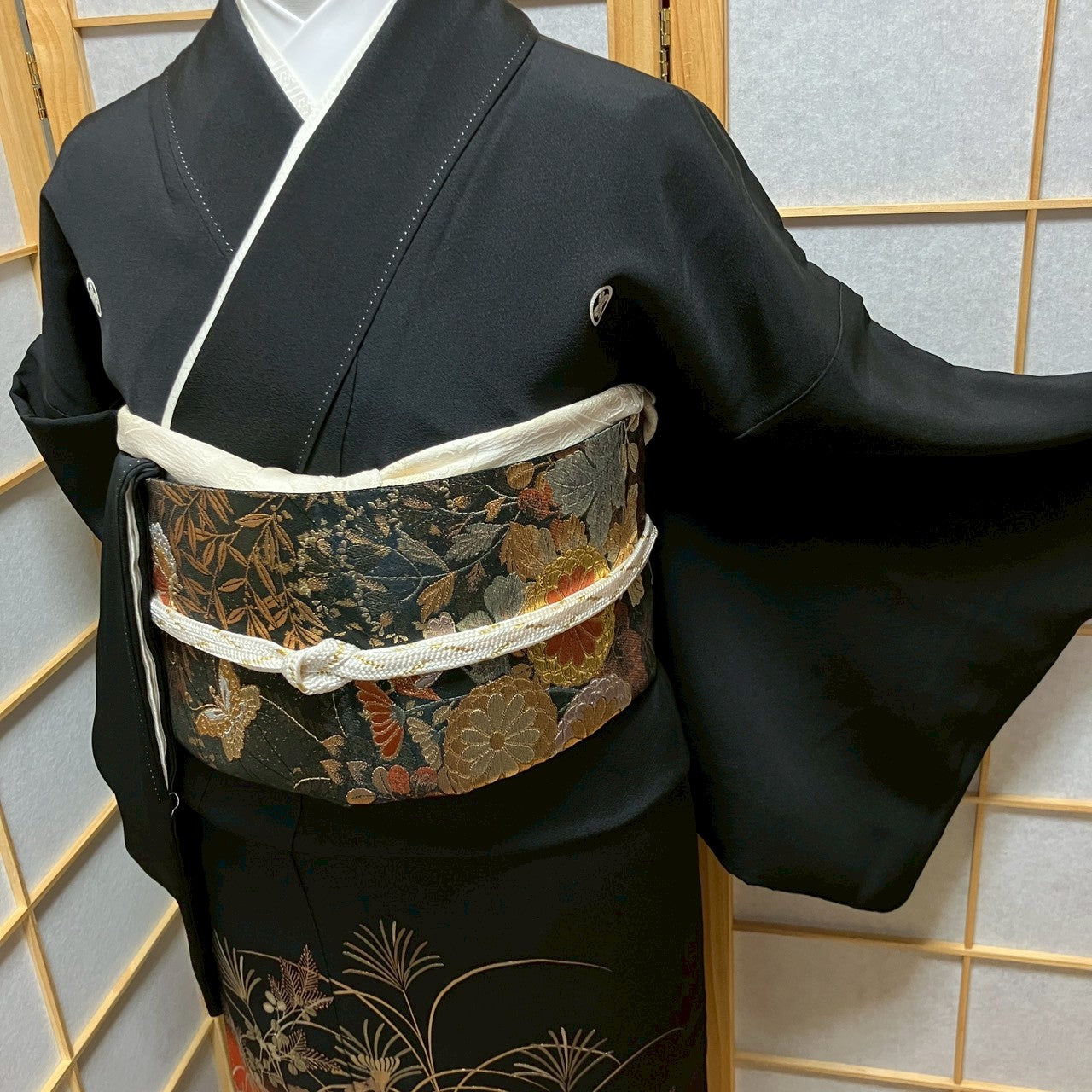 6173# Japanese Tomesode Kimono Vintage Womens Silk Fabric Robe Kimono only sold