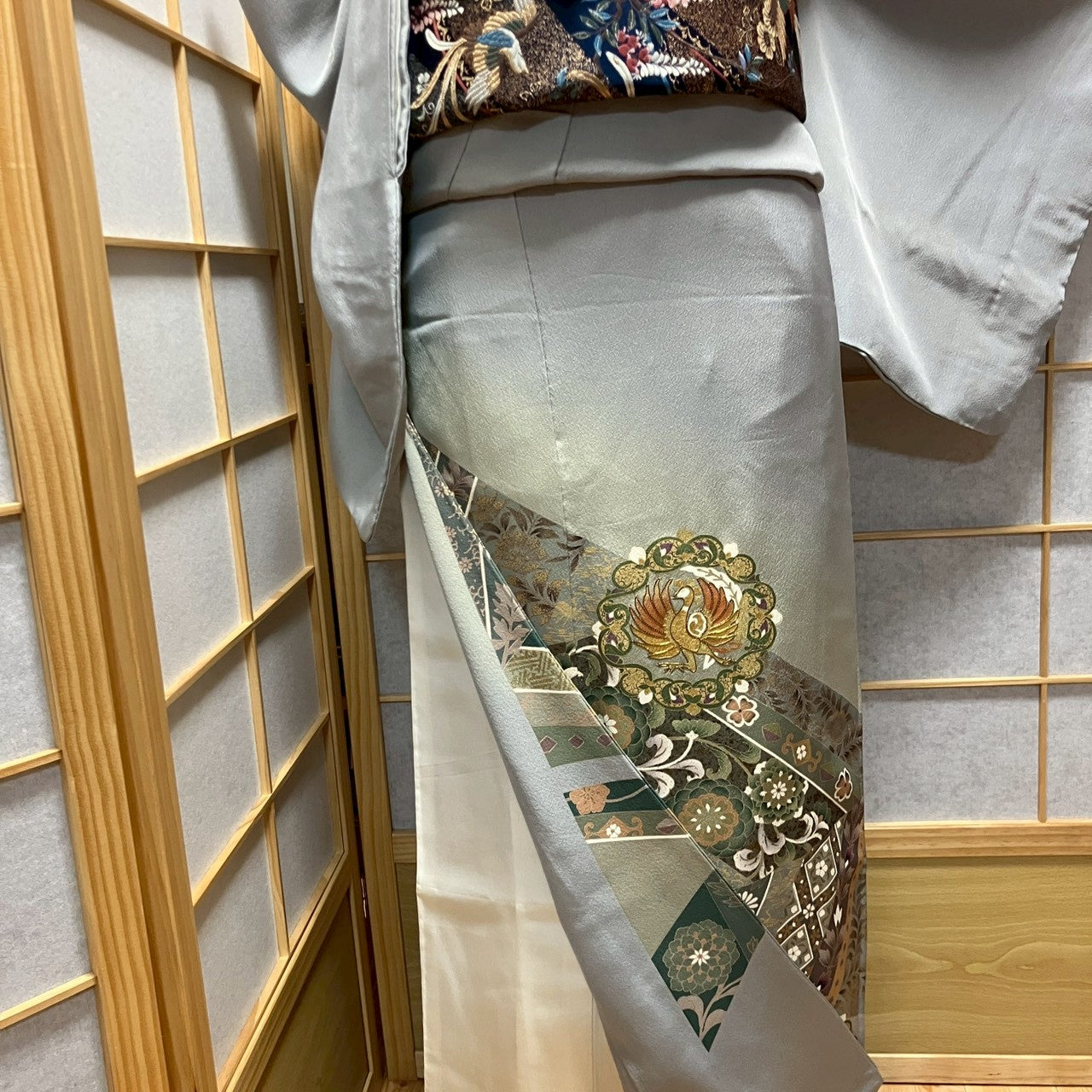 6174# Japanese Tomesode Kimono Vintage Womens Silk Fabric Robe Kimono only sold