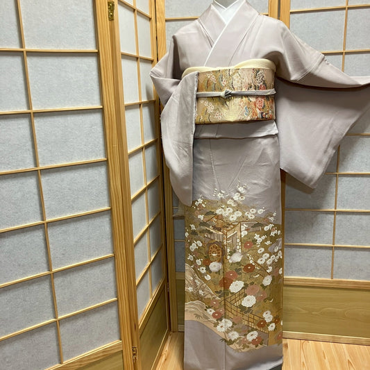 6176# Japanese Tomesode Kimono Vintage Womens Silk Fabric Robe Kimono only sold