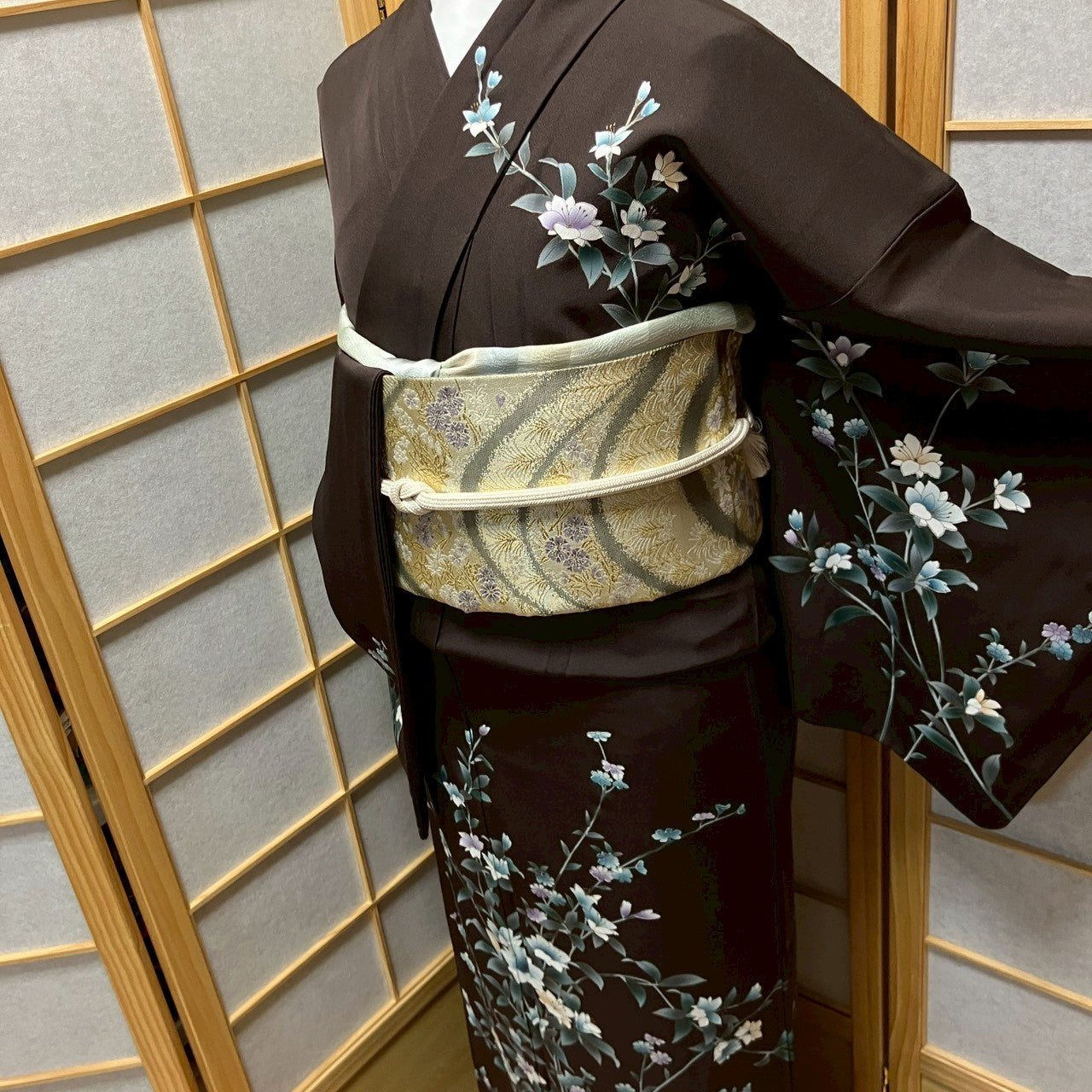 6179# Japanese Kimono Vintage Womens Silk Fabric Robe Kimono only sold