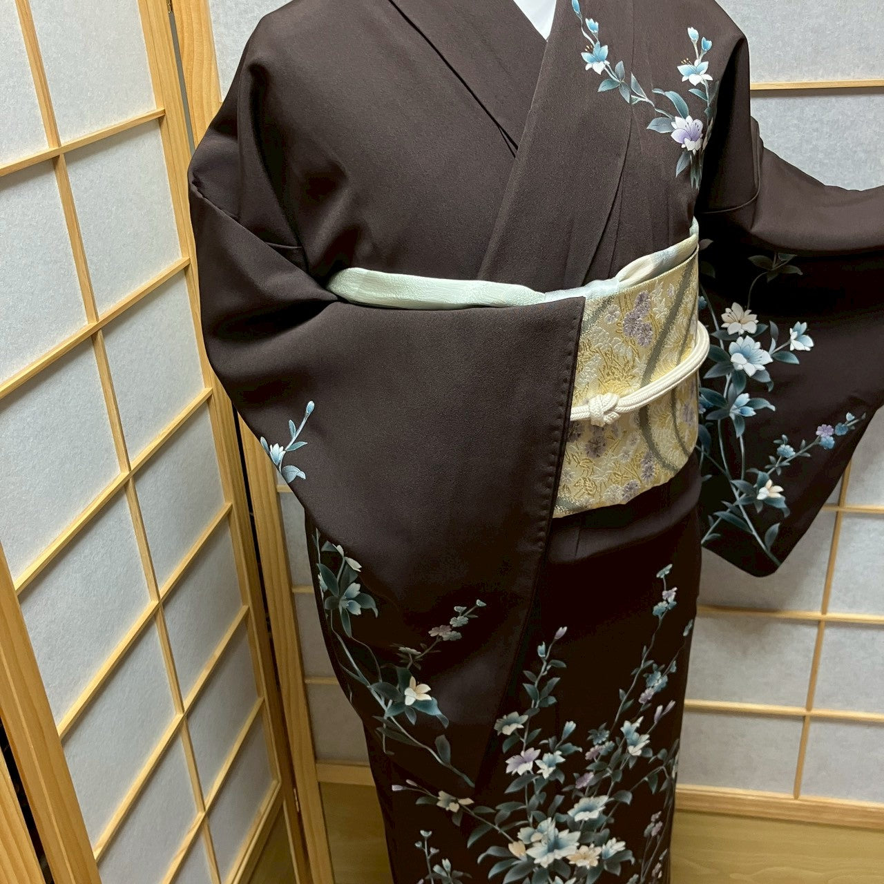 6179# Japanese Kimono Vintage Womens Silk Fabric Robe Kimono only sold