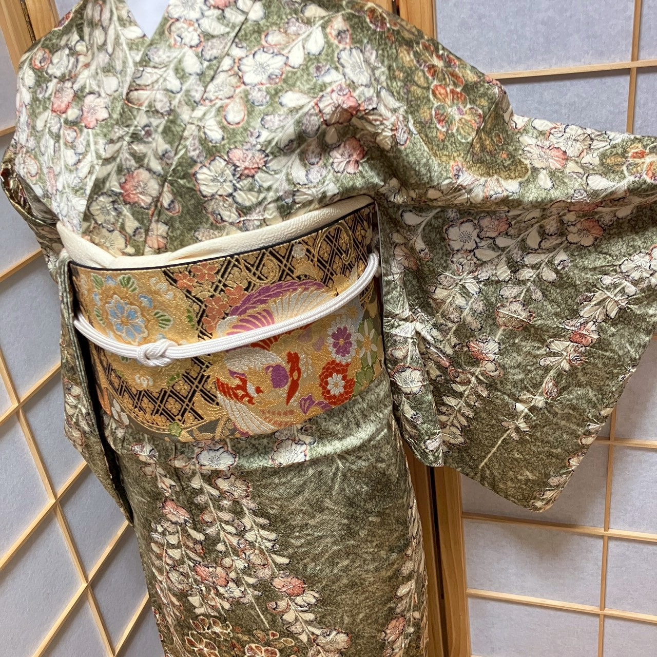 6144# Japanese Kimono Vintage Womens Silk Fabric Robe Kimono only sold Shibori