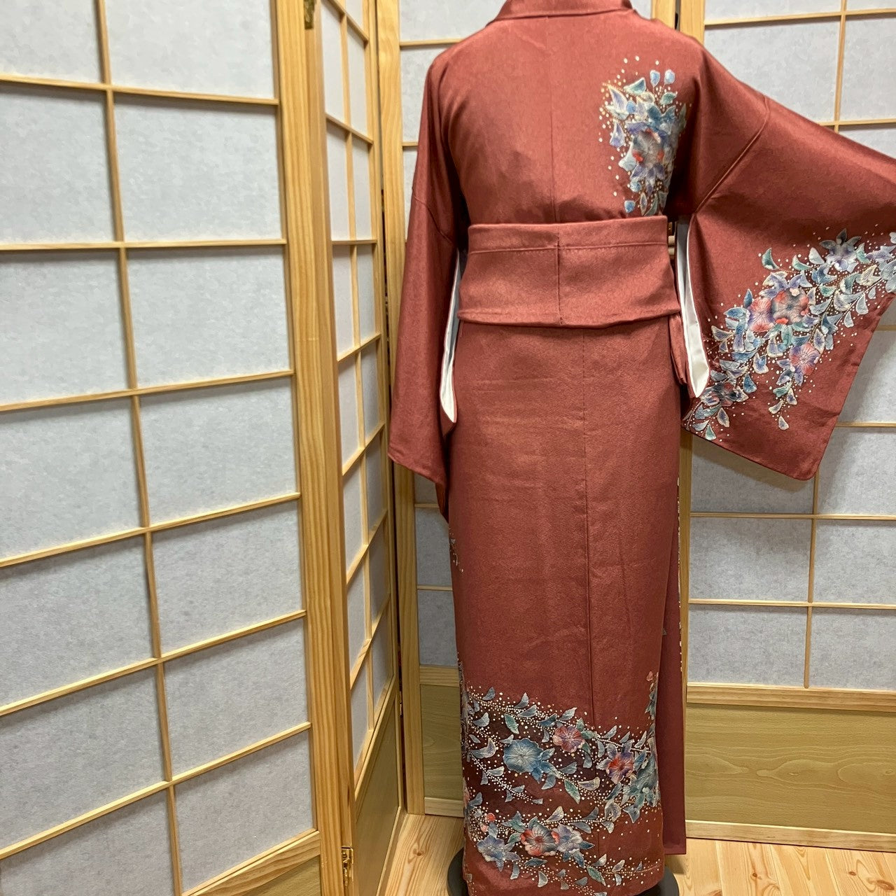 6143# Japanese Kimono Vintage Womens Silk Fabric Robe Kimono only sold Shiori