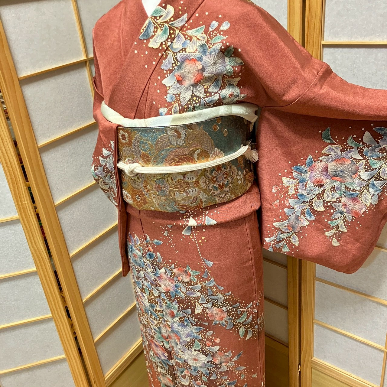 6143# Japanese Kimono Vintage Womens Silk Fabric Robe Kimono only sold Shiori