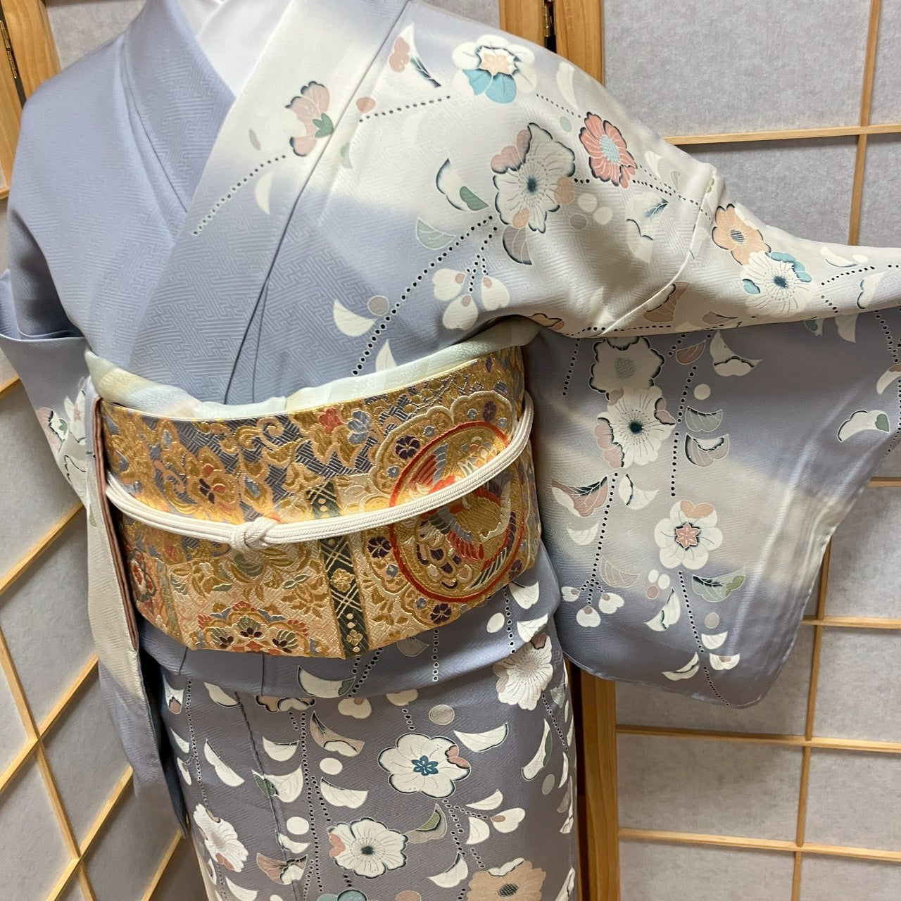 6147# Japanese Kimono Vintage Womens Silk Fabric Robe Kimono only sold