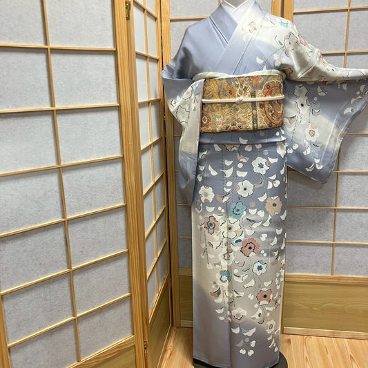 6147# Japanese Kimono Vintage Womens Silk Fabric Robe Kimono only sold