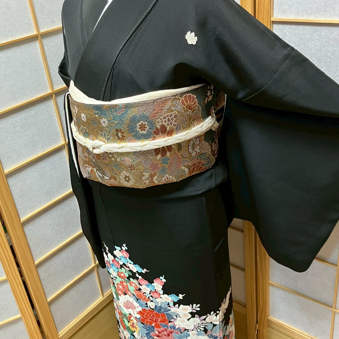6434# Japanese Tomesode Kimono Vintage Womens Silk Fabric Robe Kimono only sold