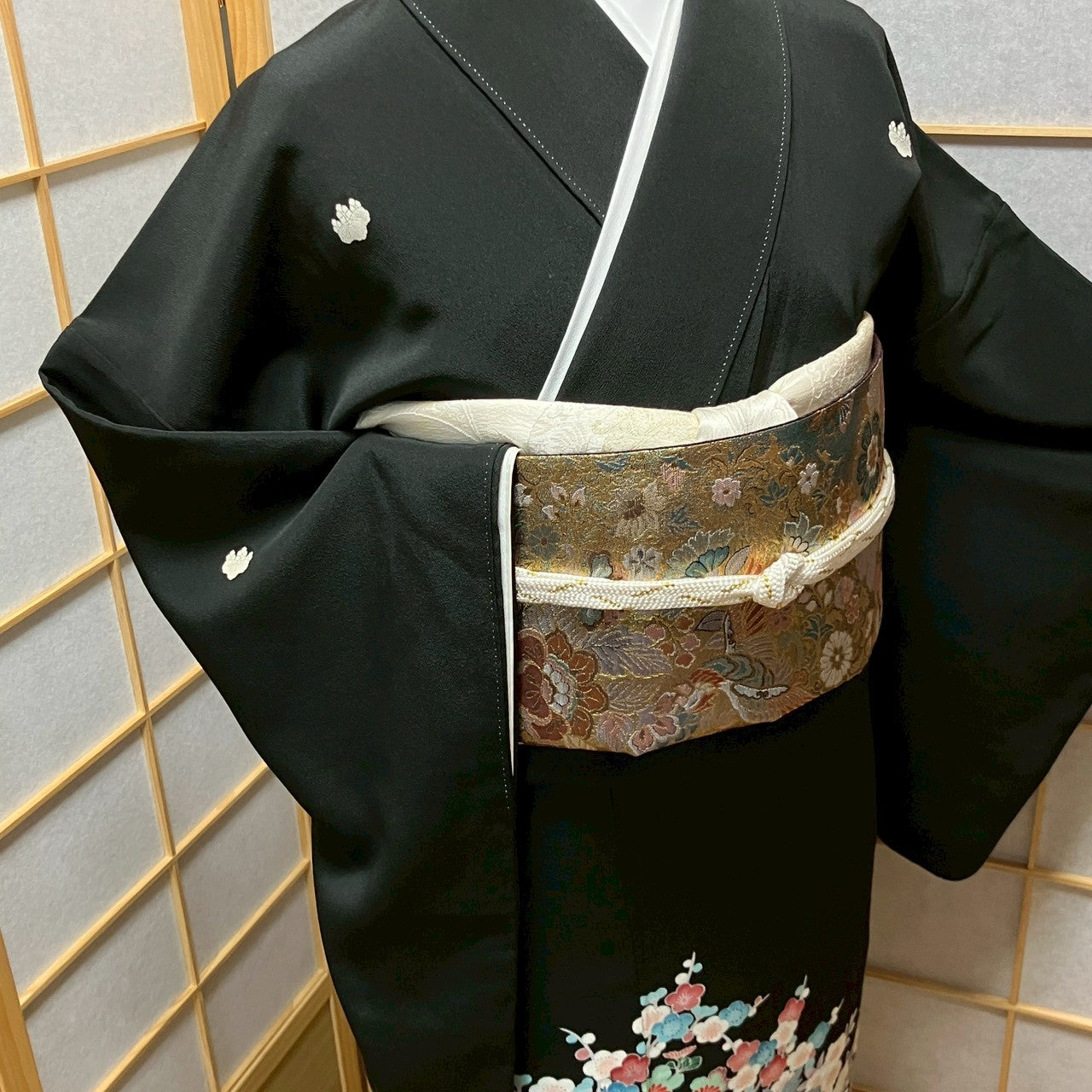 6434# Japanese Tomesode Kimono Vintage Womens Silk Fabric Robe Kimono only sold
