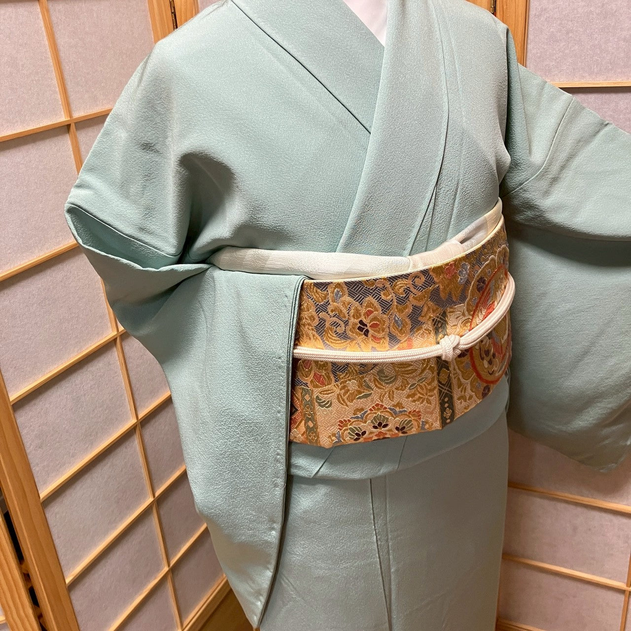 6433# Japanese Kimono Vintage Womens Silk Fabric Robe Kimono only sold Unused