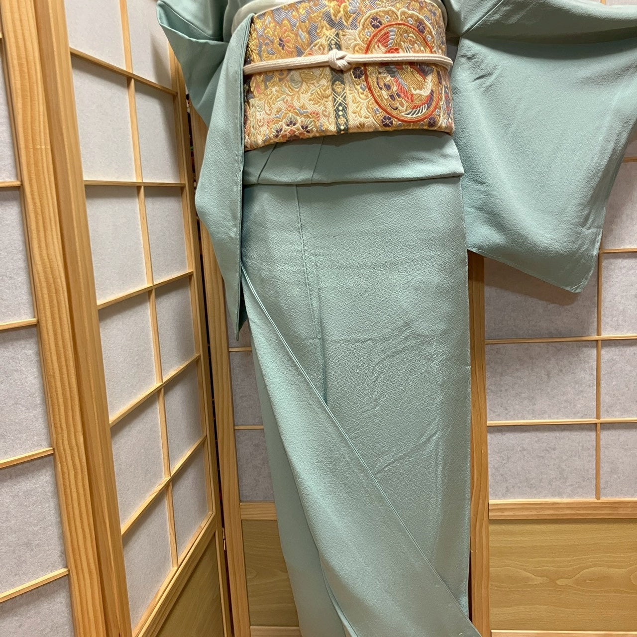 6433# Japanese Kimono Vintage Womens Silk Fabric Robe Kimono only sold Unused