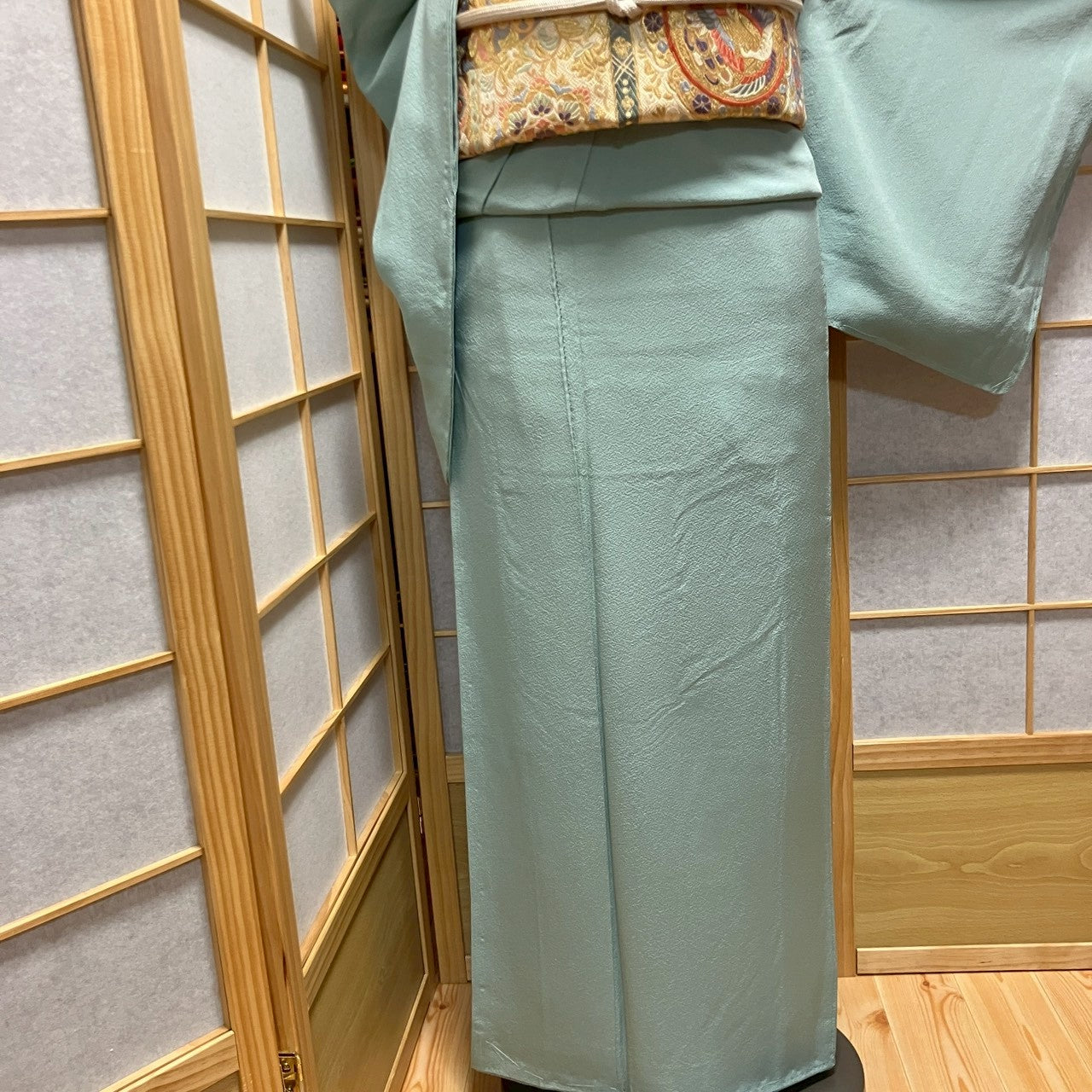 6433# Japanese Kimono Vintage Womens Silk Fabric Robe Kimono only sold Unused