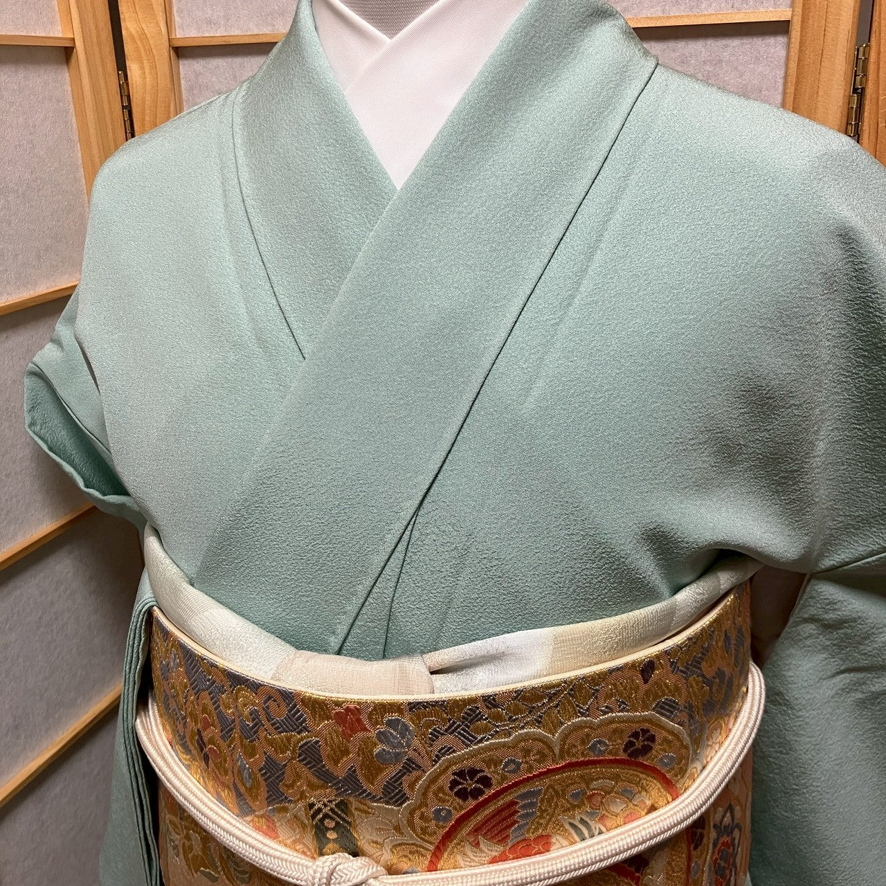 6433# Japanese Kimono Vintage Womens Silk Fabric Robe Kimono only sold Unused