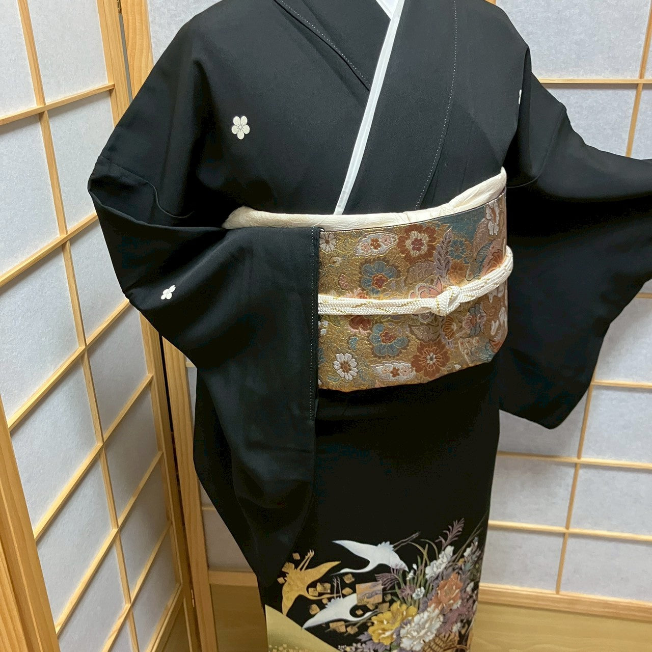 6439# Japanese Tomesode Kimono Vintage Womens Silk Fabric Robe Kimono only sold