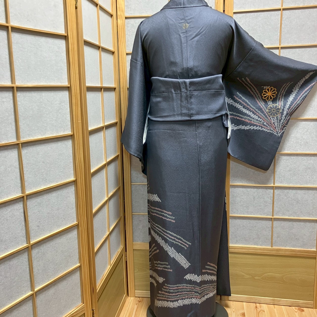 6438# Japanese Kimono Vintage Womens Silk Fabric Robe Kimono only sold Shibori