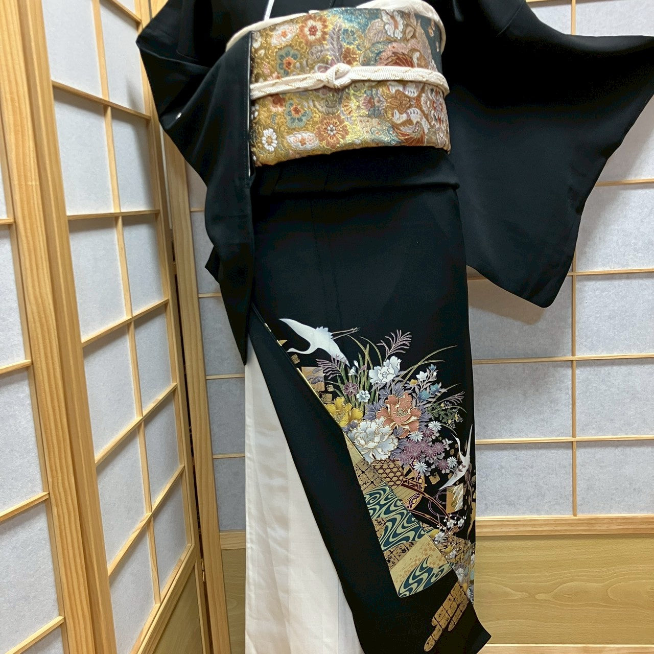 6439# Japanese Tomesode Kimono Vintage Womens Silk Fabric Robe Kimono only sold