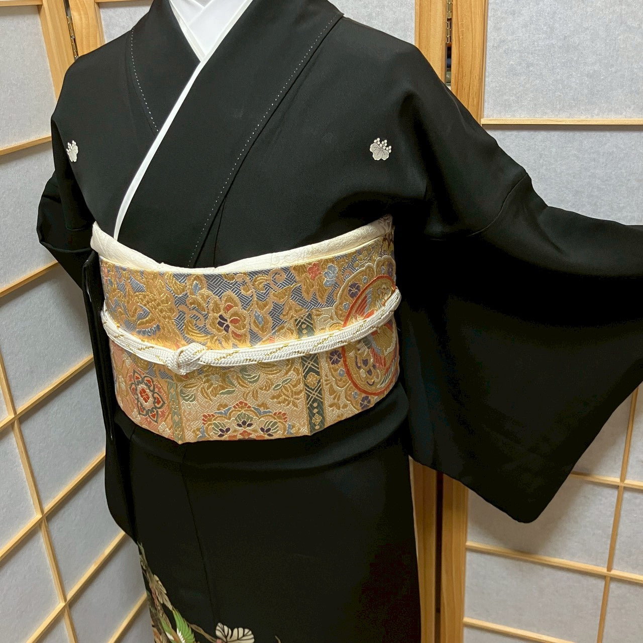 6451# Japanese Tomesode Kimono Vintage Womens Silk Fabric Robe Kimono only sold