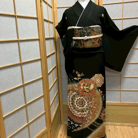 6442# Japanese Tomesode Kimono Vintage Womens Silk Fabric Robe Kimono only sold