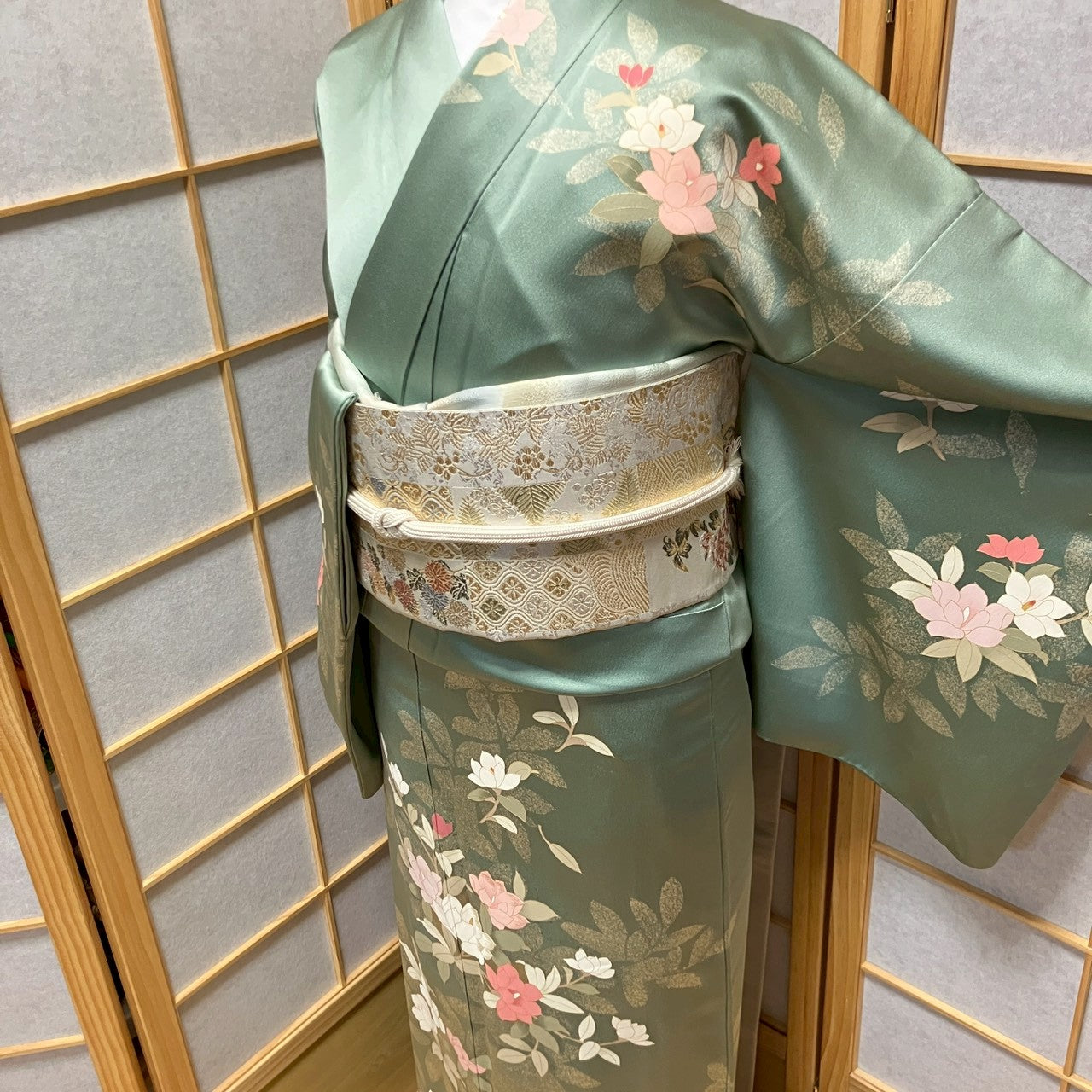 6443# Japanese Kimono Vintage Womens Silk Fabric Robe Kimono only sold