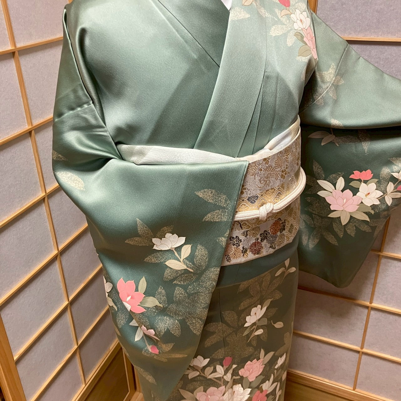 6443# Japanese Kimono Vintage Womens Silk Fabric Robe Kimono only sold