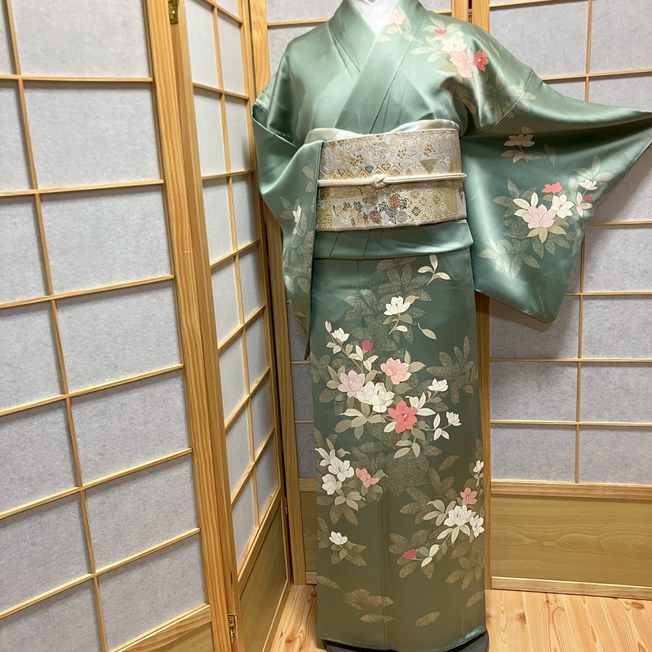 6443# Japanese Kimono Vintage Womens Silk Fabric Robe Kimono only sold