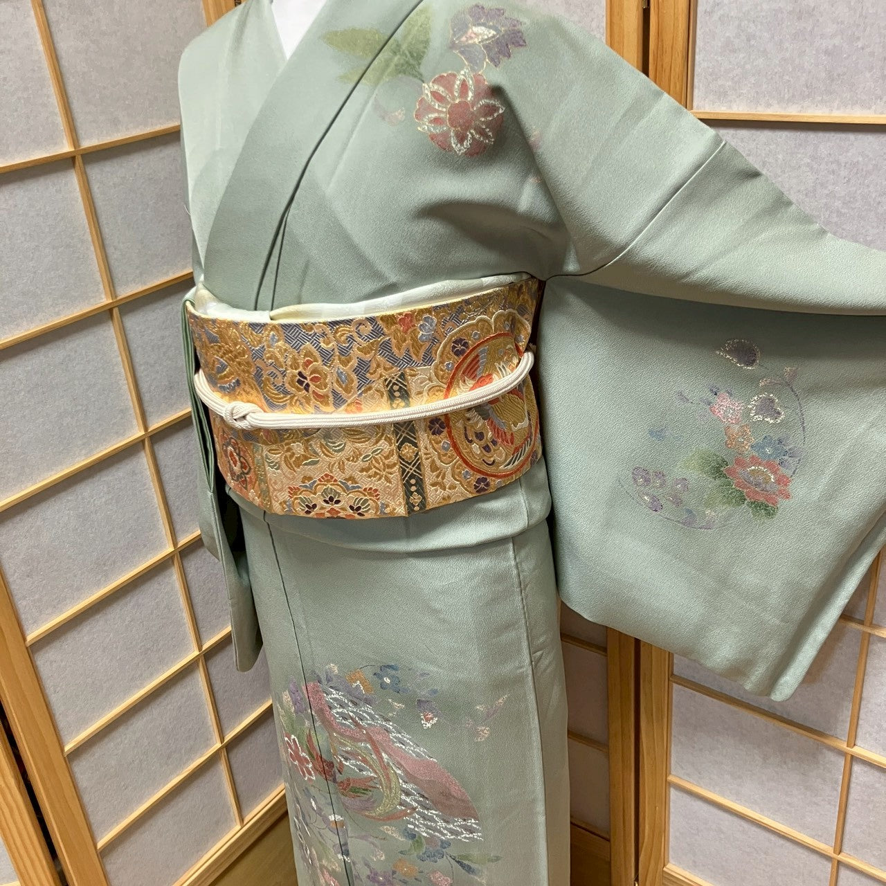 6446# Japanese Kimono Vintage Womens Silk Fabric Robe Kimono only sold