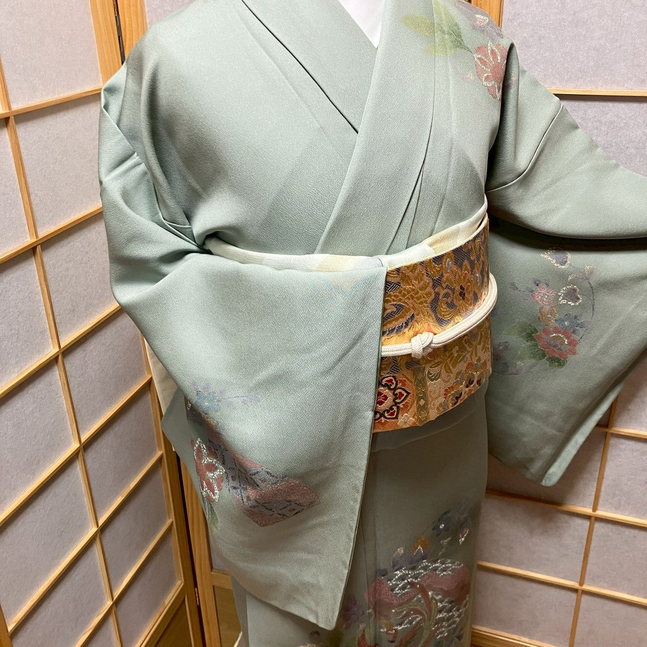 6446# Japanese Kimono Vintage Womens Silk Fabric Robe Kimono only sold