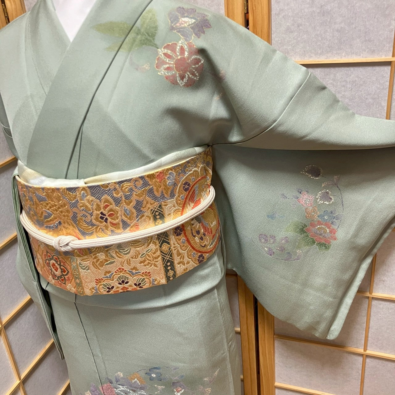 6446# Japanese Kimono Vintage Womens Silk Fabric Robe Kimono only sold