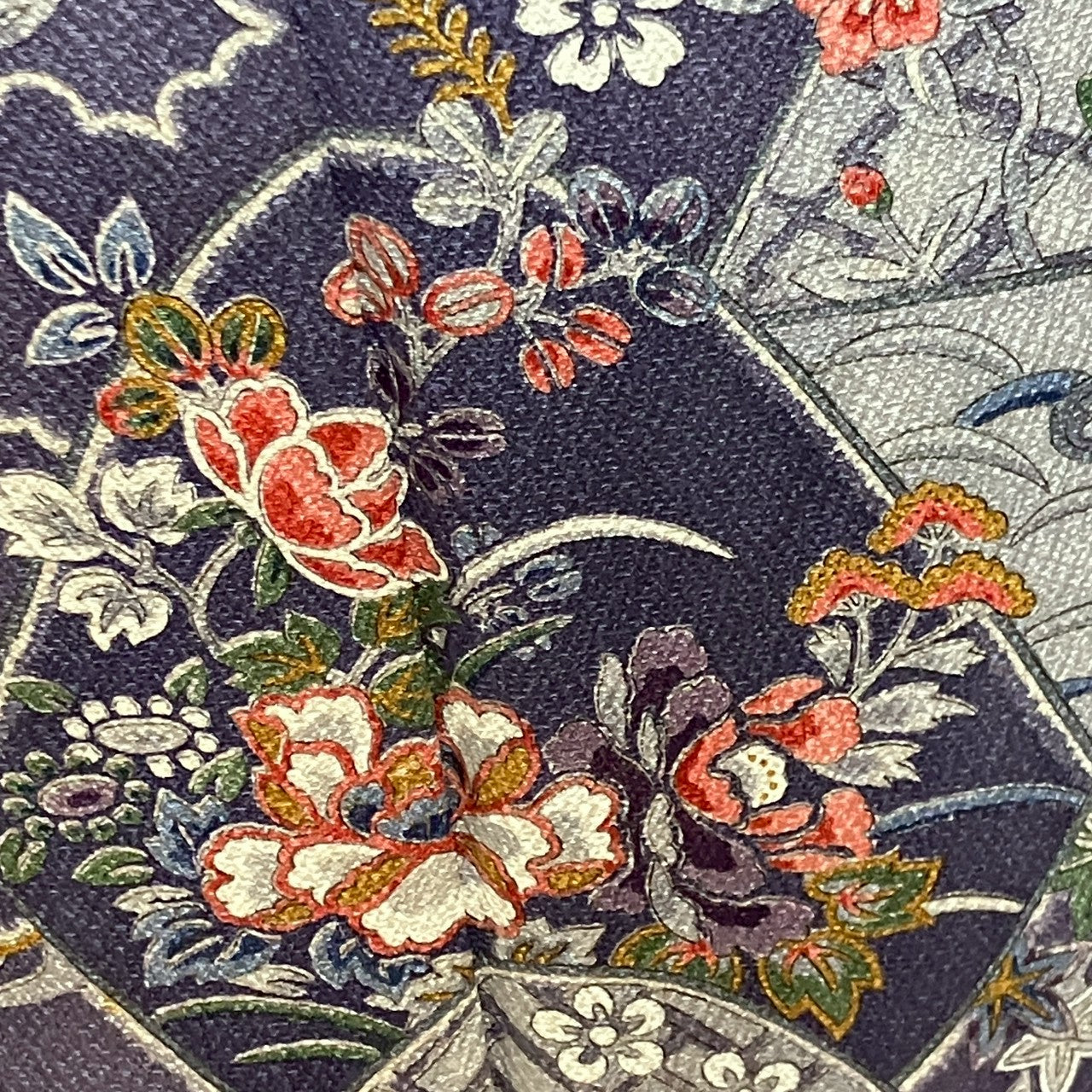 6441# Japanese Kimono Vintage Womens Silk Fabric Robe Kimono only sold Navy blue