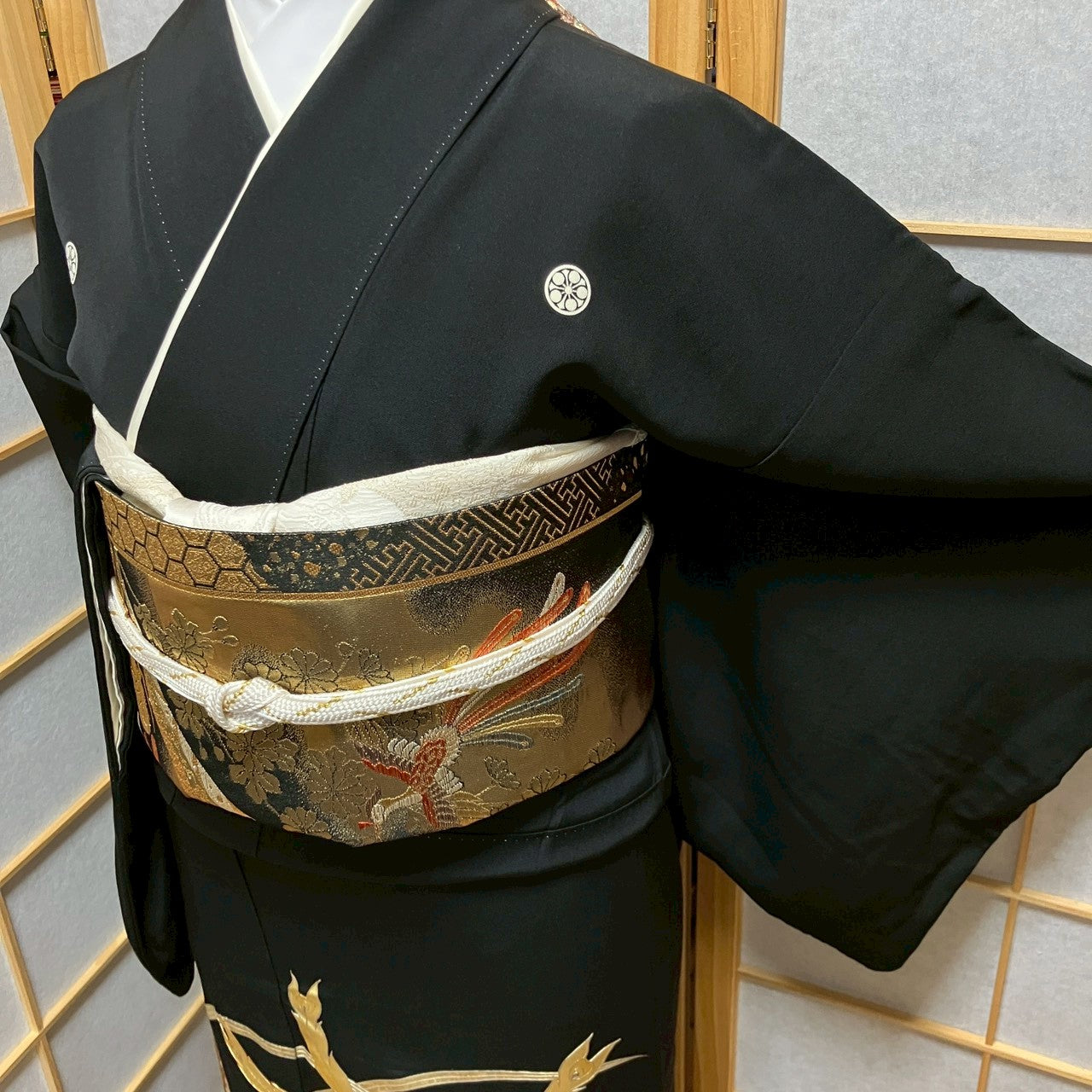 6448# Japanese Tomesode Kimono Vintage Womens Silk Fabric Robe Kimono only sold