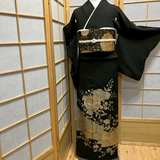 6450# Japanese Tomesode Kimono Vintage Womens Silk Fabric Robe Kimono only sold