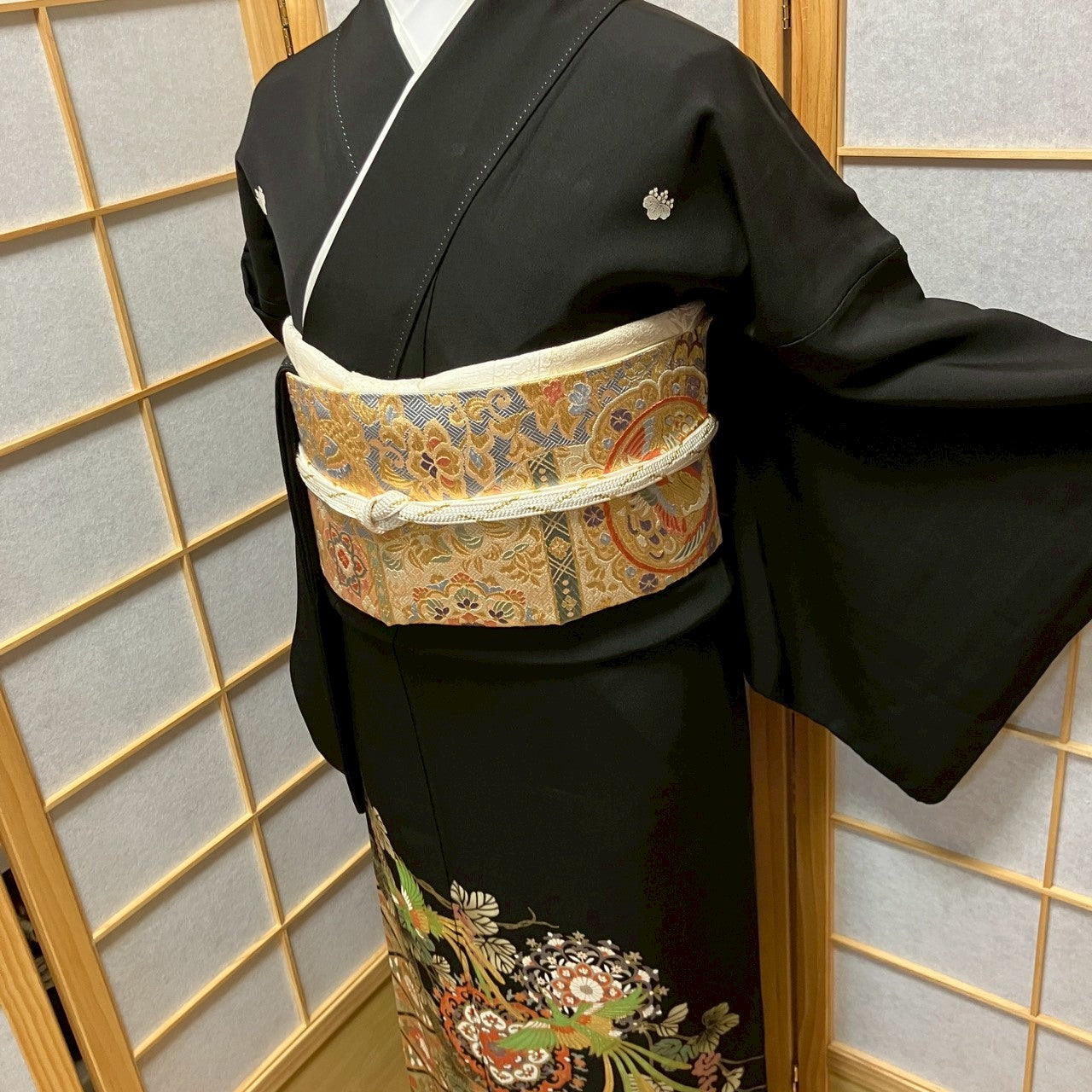 6451# Japanese Tomesode Kimono Vintage Womens Silk Fabric Robe Kimono only sold