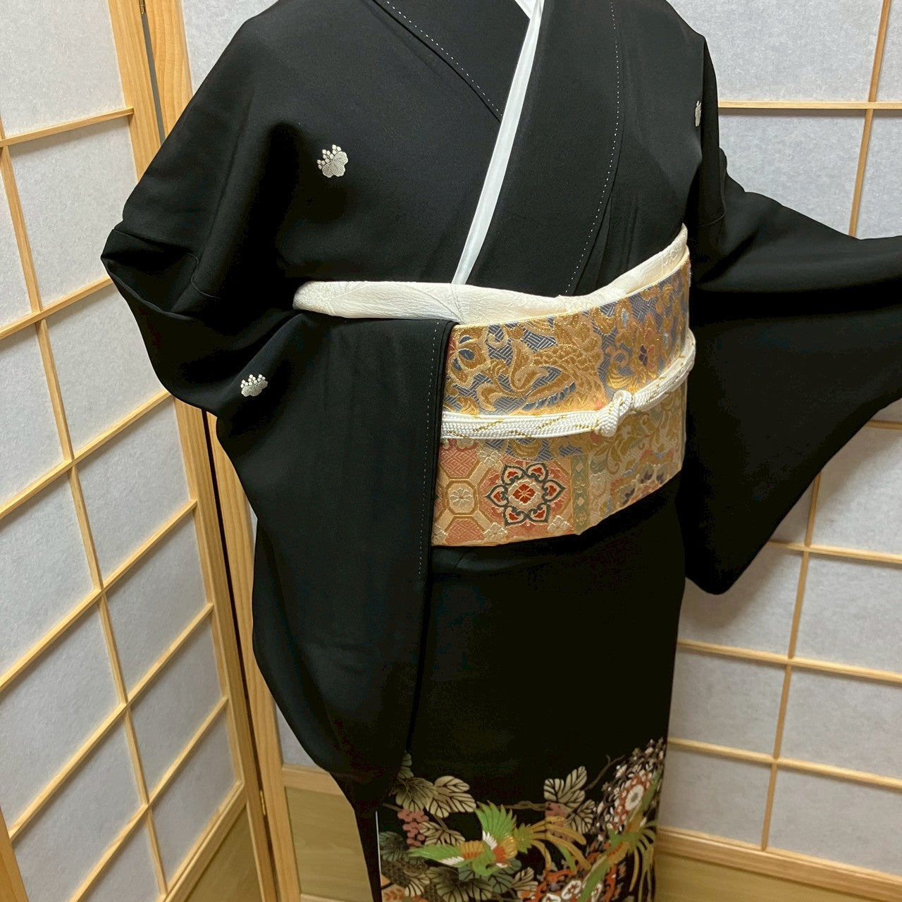 6451# Japanese Tomesode Kimono Vintage Womens Silk Fabric Robe Kimono only sold