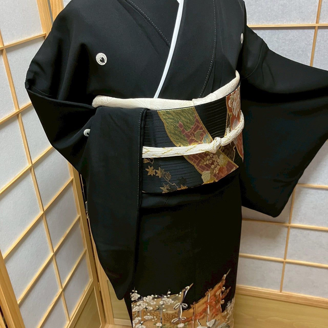 6477# Japanese Tomesode Kimono Vintage Womens Silk Fabric Robe Kimono only sold