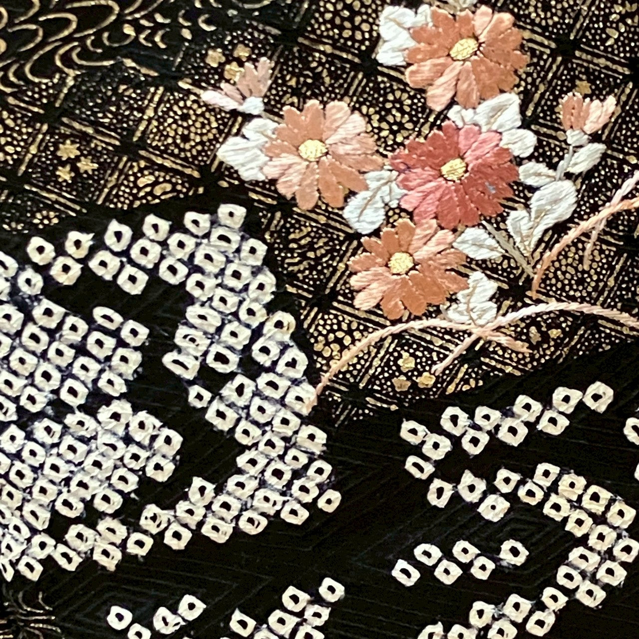 6453# Japanese Kimono Vintage Womens Silk Fabric Robe Kimono only sold Shibori