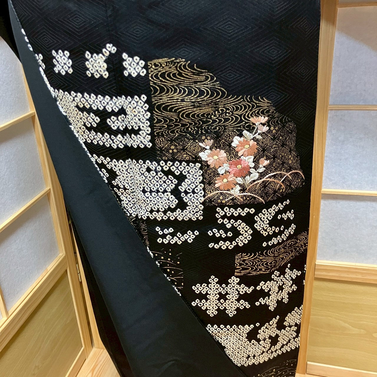 6453# Japanese Kimono Vintage Womens Silk Fabric Robe Kimono only sold Shibori