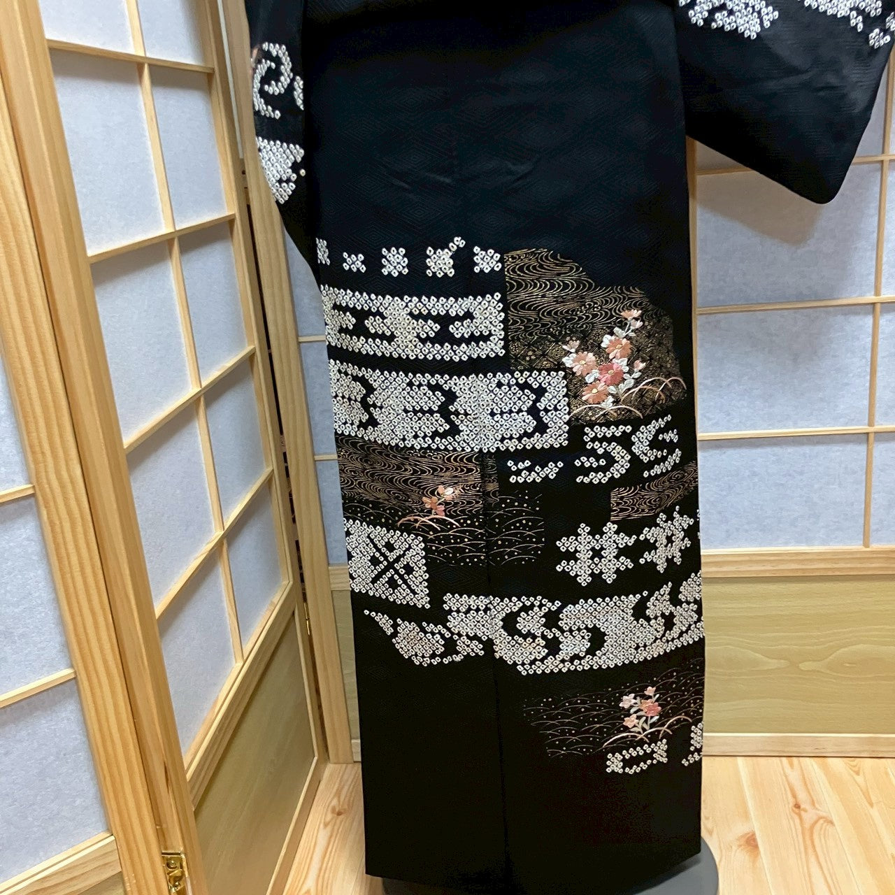 6453# Japanese Kimono Vintage Womens Silk Fabric Robe Kimono only sold Shibori