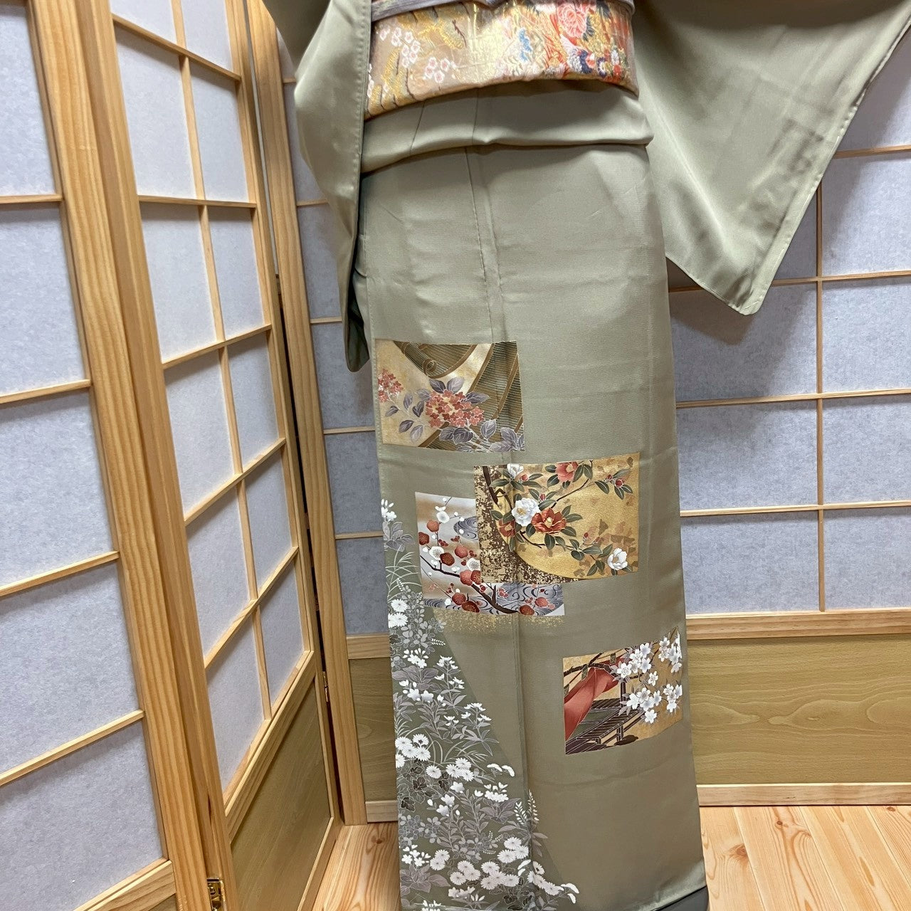 6484# Japanese Tomesode Kimono Vintage Womens Silk Fabric Robe Kimono only sold