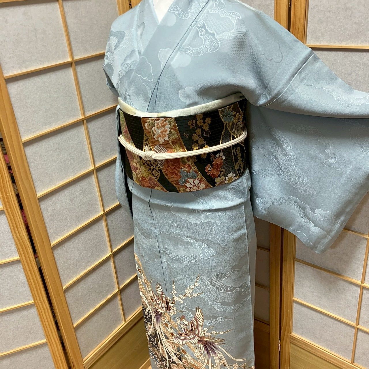 6485# Japanese Tomesode Kimono Vintage Womens Silk Fabric Robe Kimono only sold