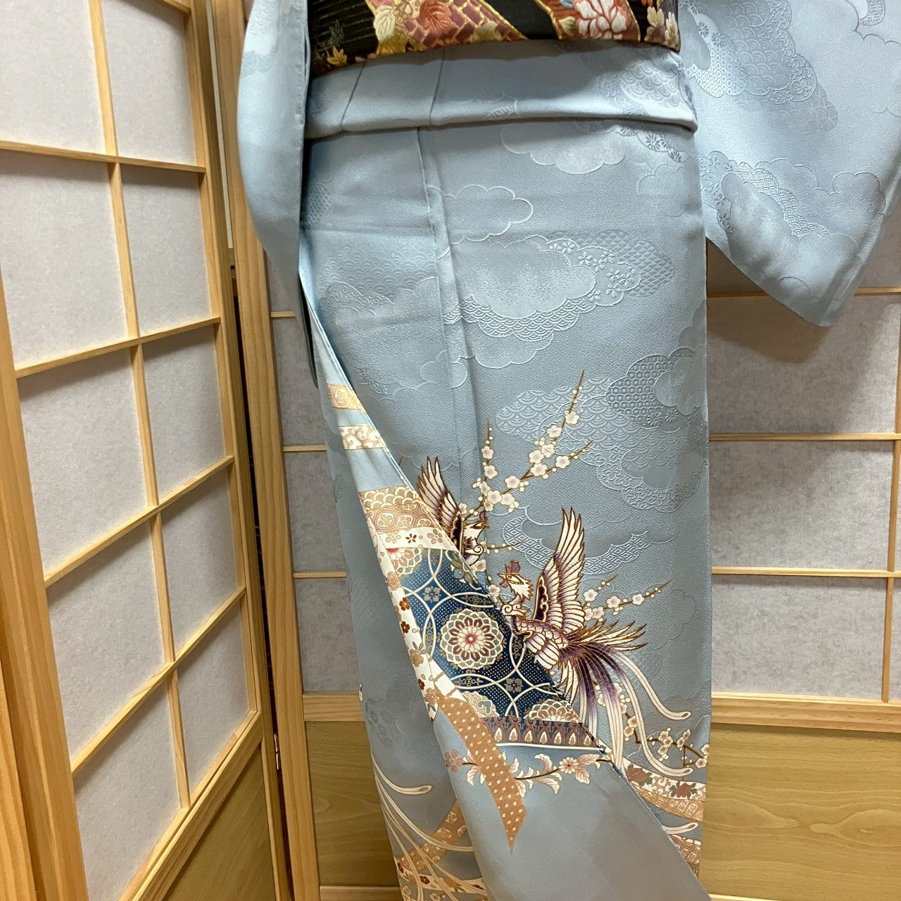 6485# Japanese Tomesode Kimono Vintage Womens Silk Fabric Robe Kimono only sold