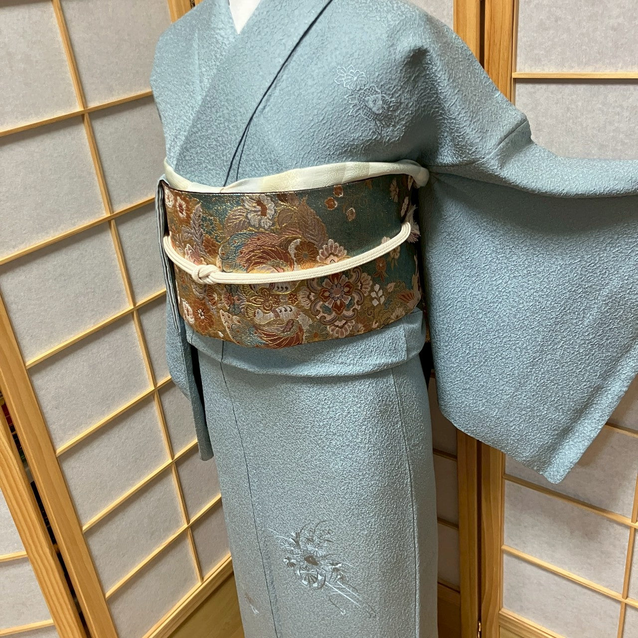 6454# Japanese Kimono Vintage Womens Silk Fabric Robe Kimono only sold Embroidery