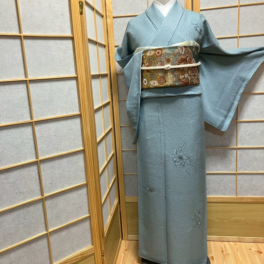 6454# Japanese Kimono Vintage Womens Silk Fabric Robe Kimono only sold Embroidery