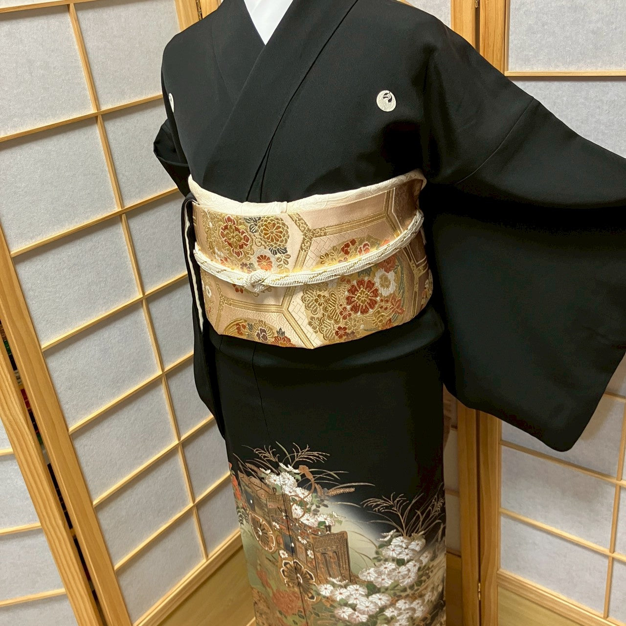 6456# Japanese Tomesode Kimono Vintage Womens Silk Fabric Robe Kimono only sold