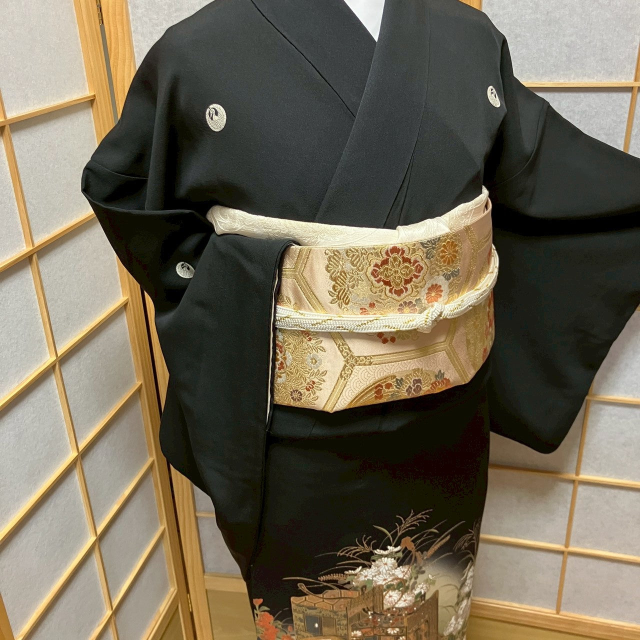 6456# Japanese Tomesode Kimono Vintage Womens Silk Fabric Robe Kimono only sold