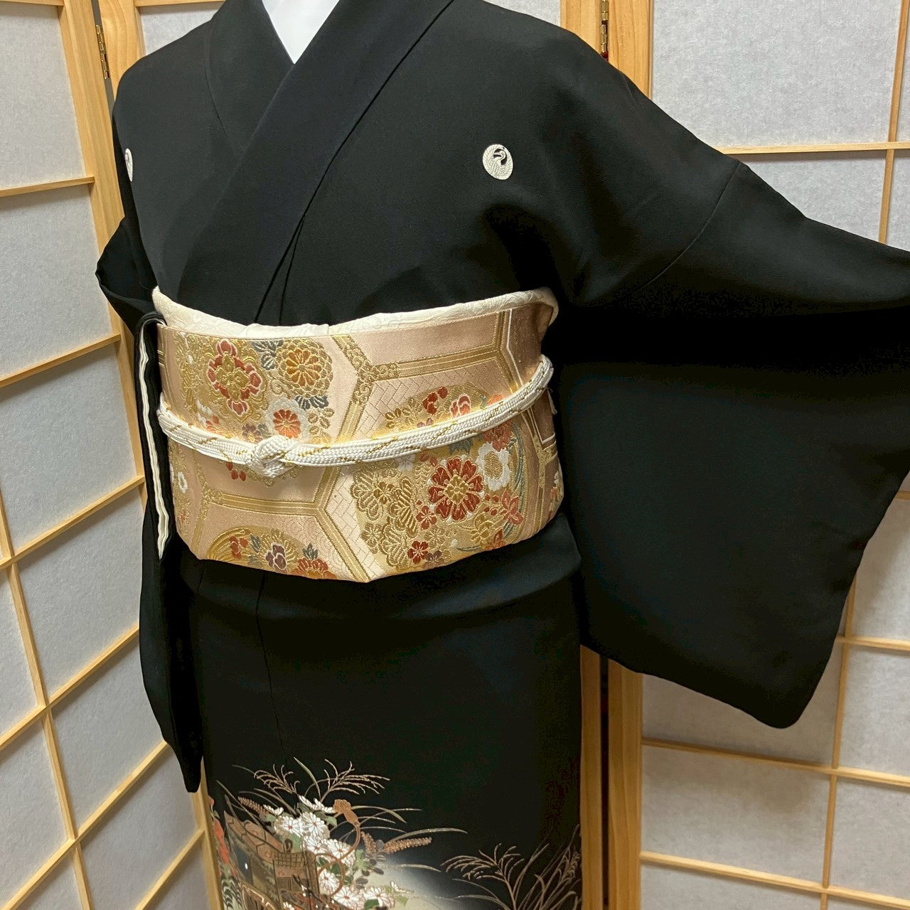 6456# Japanese Tomesode Kimono Vintage Womens Silk Fabric Robe Kimono only sold