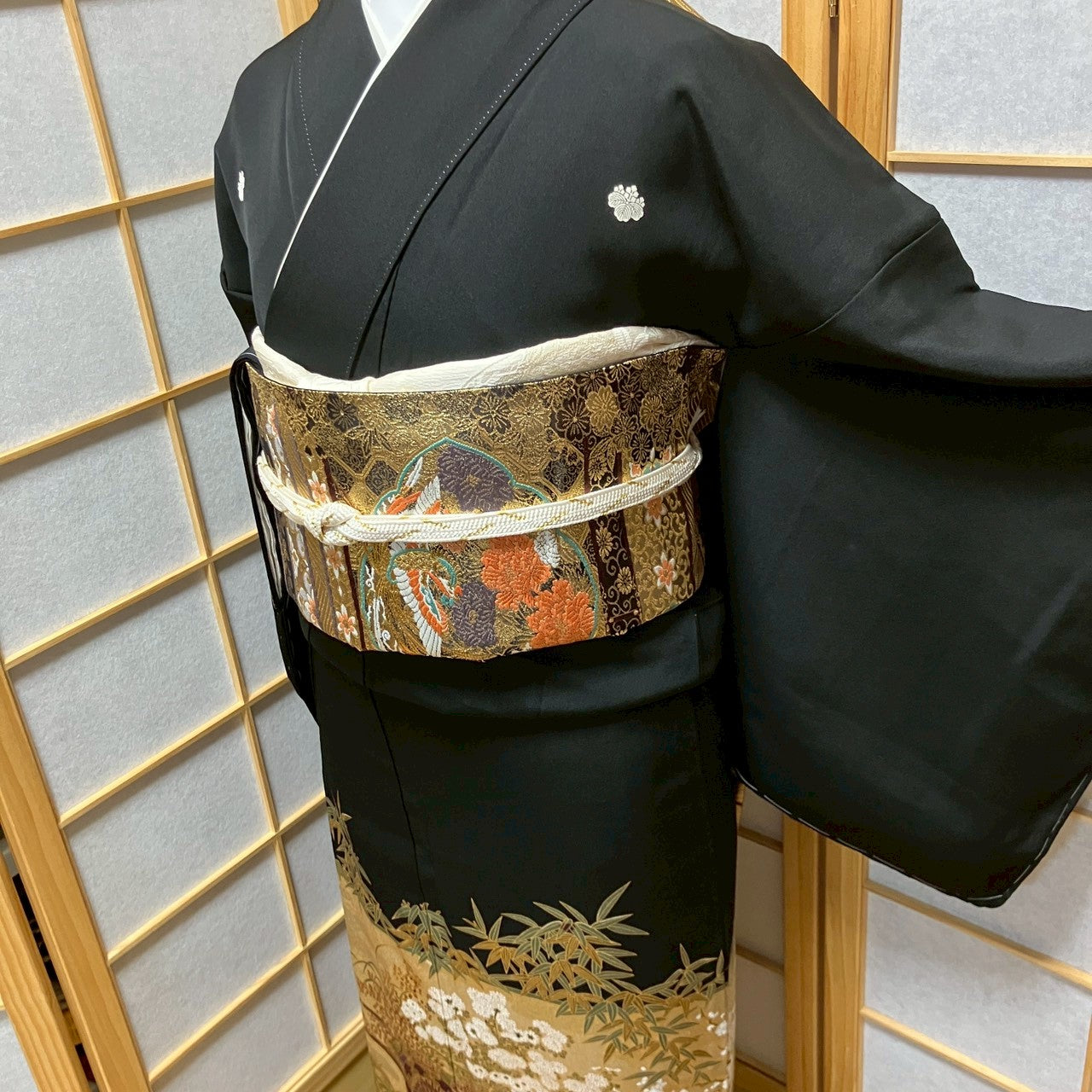 6457# Japanese Tomesode Kimono Vintage Womens Silk Fabric Robe Kimono only sold