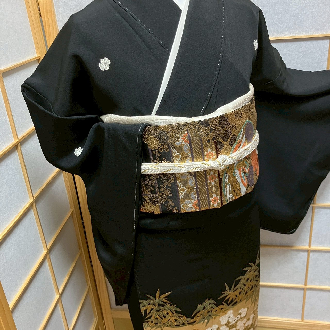 6457# Japanese Tomesode Kimono Vintage Womens Silk Fabric Robe Kimono only sold