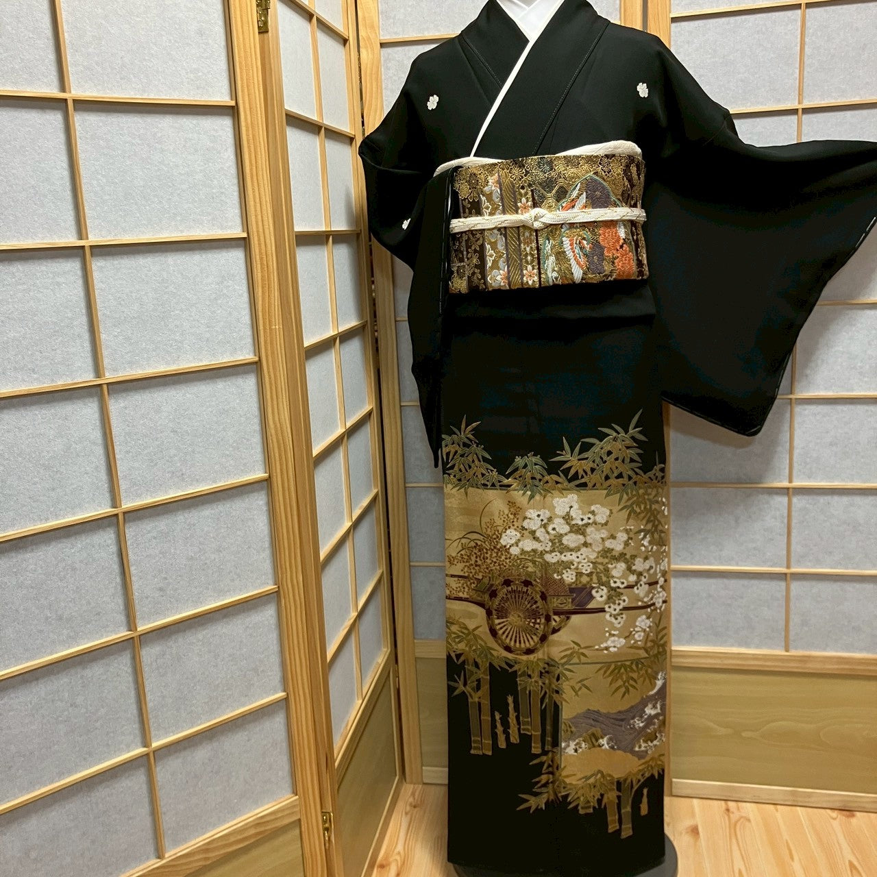 6457# Japanese Tomesode Kimono Vintage Womens Silk Fabric Robe Kimono only sold
