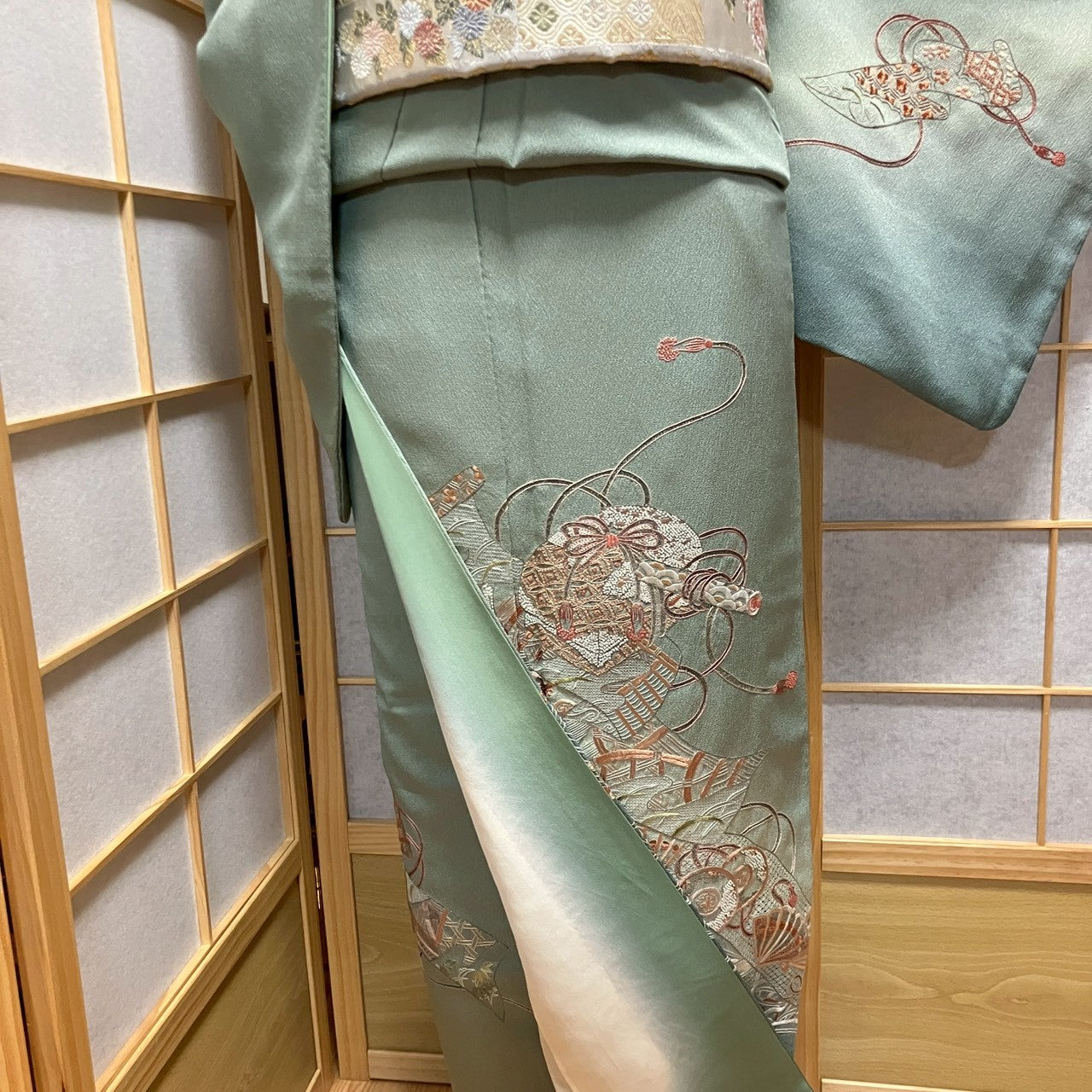 6458# Japanese Kimono Vintage Womens Silk Fabric Robe Kimono only sold Embroidery