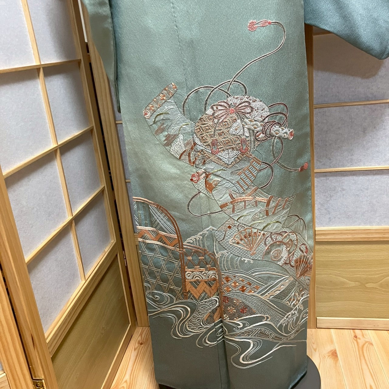 6458# Japanese Kimono Vintage Womens Silk Fabric Robe Kimono only sold Embroidery