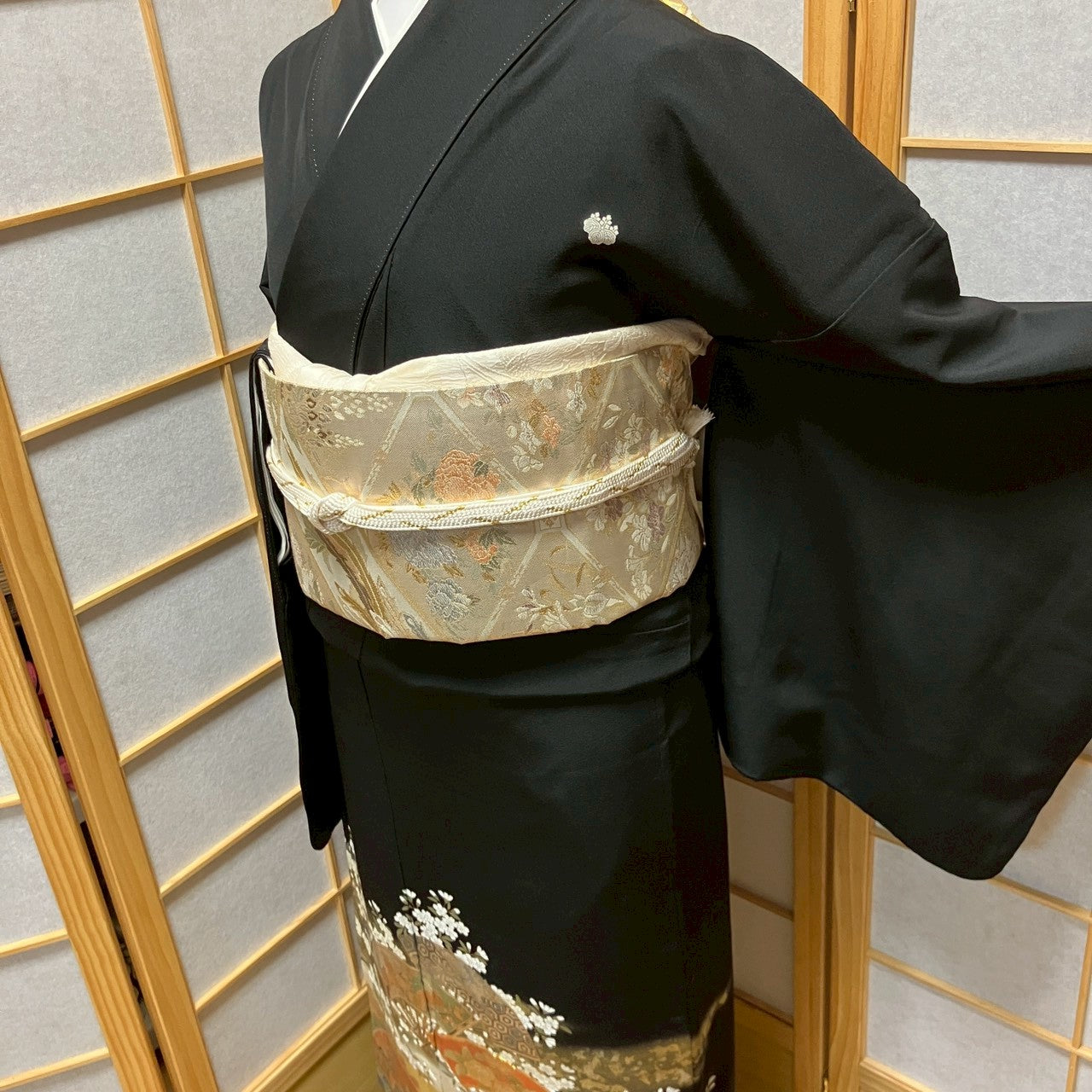 6492# Japanese Tomesode Kimono Vintage Womens Silk Fabric Robe Kimono only sold